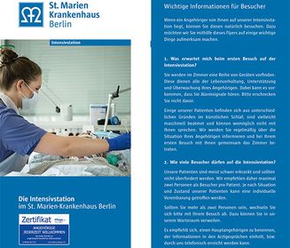 Vorschaubild des Flyers der Intensivstatiion im Sankt Marien-Krankenhaus Berlin