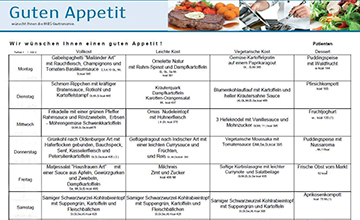 Speiseplan der Küche des Sankt Marien-Krankenhauses Berlin