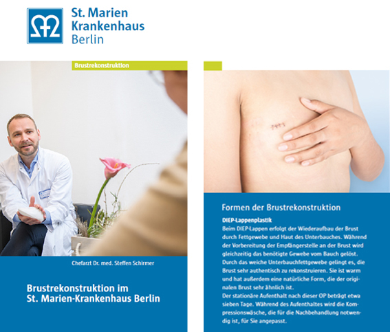 Vorschaubild für den Informationsflyer zur Brustrekonstruktion der Abteilung Plastische, Ästhetische und Rekonstruktive Mikrochirurgie, Handchirurgie im Sankt Marien-Krankenhaus Berlin